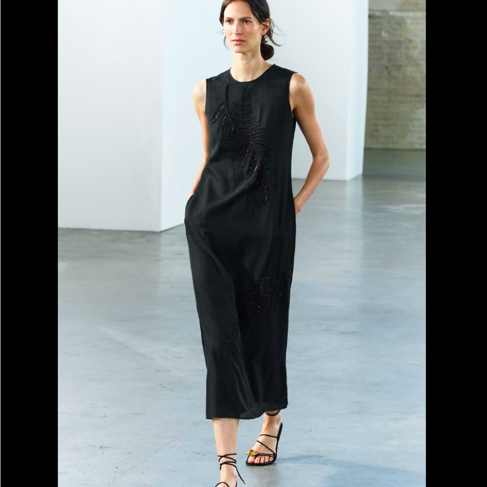EMBROIDERED MIDI DRESS ZW COLLECTION